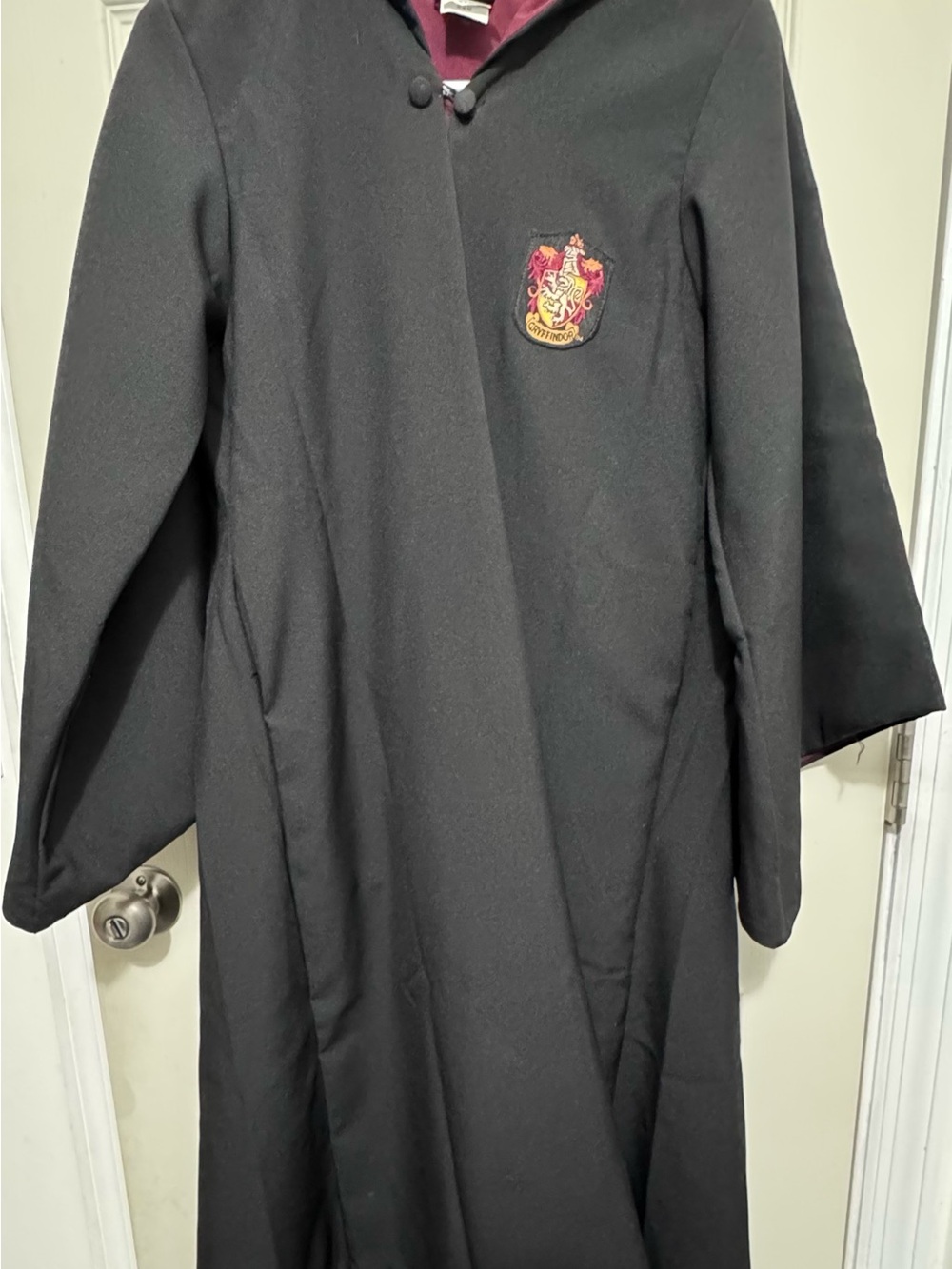 Universal Harry Potter Black Cape Coat with Red and Gold Crest Trim